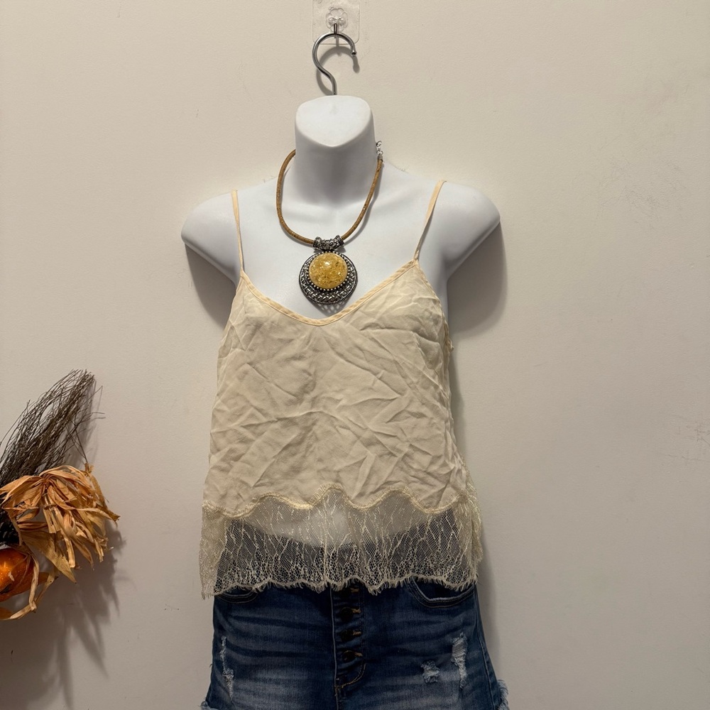 Wilfred Cream Lace Hem Camisole 100% Silk